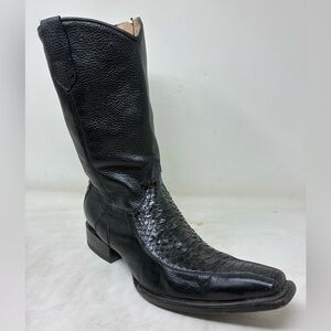 Forastero Genuine Python Black Leather Western Boots